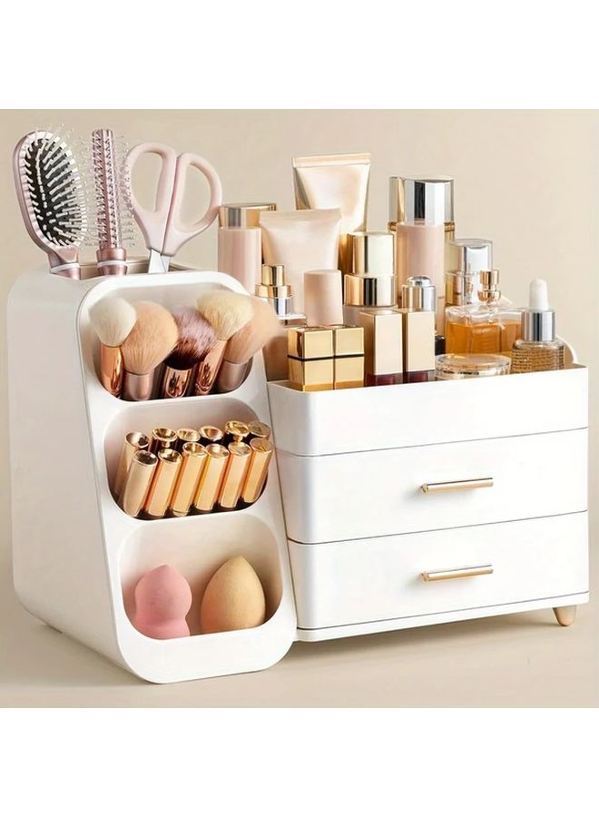 Large Black Makeup Organizer with Brush Holder Vanity Bathroom Countertop Storage - Image 2
